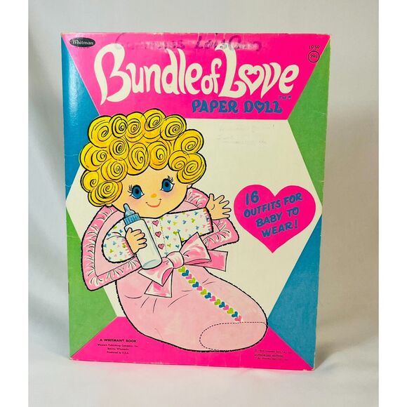 Vtg 1969 Bundle of Love Paper Doll Set Uneeda Doll Girl Baby Whitman Book - Picture 3 of 11